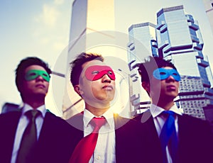 Asian businessmen superheroes City Concept