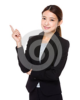 Asian businessswoman with finger point up