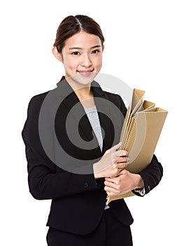 Asian businessswoman hold with folder