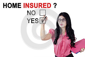 Asian businesswoman approving business insured photo