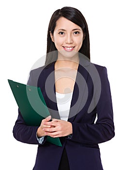 Asian businesswoman hold with file