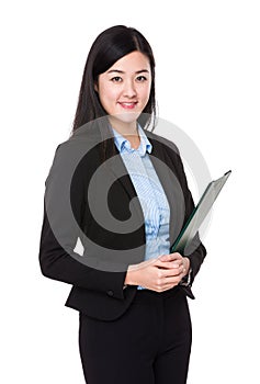 Asian businesswoman hold with file pad