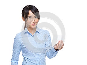 Asian businesswoman hold with name card