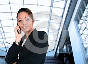 Asian businesswoman on phone.