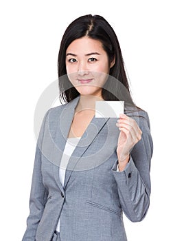 Asian businesswoman show with business card