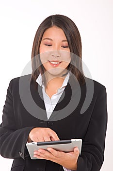 Asian businesswoman with tablet