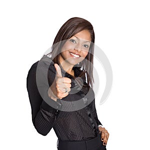 Asian businesswoman with thumbs up