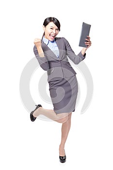 Asian businesswoman with touch pad