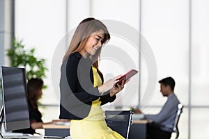Asian businesswoman use smartphone  in office