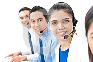 Asian call center or telemarketer team