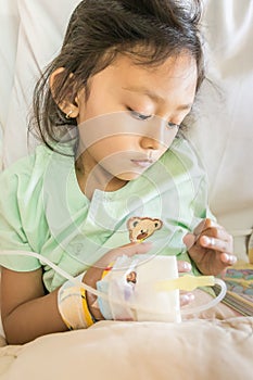 Asian Child Hospital Patient Feeling Depressed with Infusion