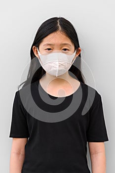 Asian Child Wearing Mask to Prevent Corona Virus or COVID-19