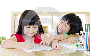 Asian Children Drawing photo