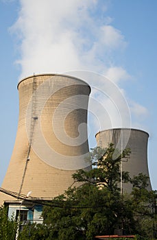 Asian Chinese, Beijing, thermal power plant, cooling tower,