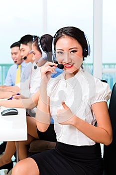Asian Chinese call center agent team