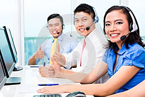 Asian Chinese call center agent team