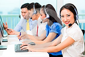 Asian Chinese call center agent team