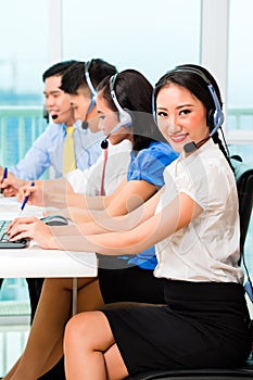 Asian Chinese call center agent team