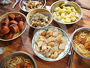 Asian Chinese family style meal