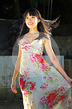 Asian Chinese Girl smiling and Looking Angelic