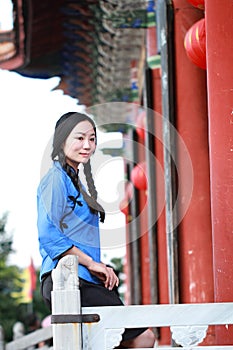 Asian Chinese girls wear student clothes in Republic of China photo