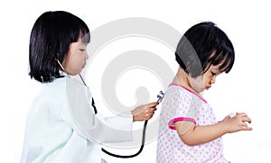 Asian Chinese Little Sister Role Playing As Doctor and Patient