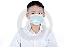 Asian Chinese Student Boy In Uniform Wearing Mask