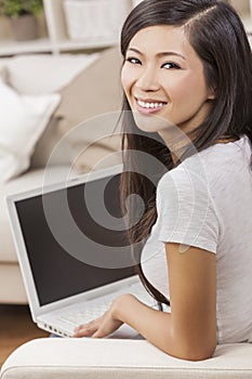 Asian Chinese Woman Laptop Computer
