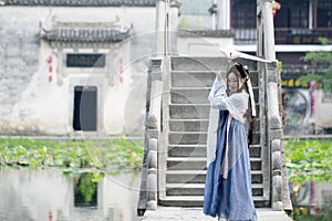 Asian Chinese woman in traditional Hanfu dressÃ¯Â¼Åclassic beauty in Chin