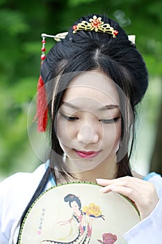 Asian Chinese woman in traditional Hanfu dressï¼Œclassic beauty in Chin