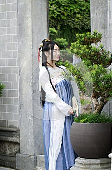 Asian Chinese woman in traditional Hanfu dressï¼Œclassic beauty in Chin