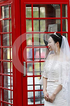 Asian Chinese woman in wedding dress