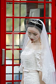 Asian Chinese woman in wedding dress