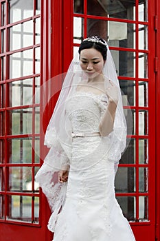 Asian Chinese woman in wedding dress