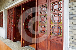 Asian Chinese wooden door wood gate of classic house