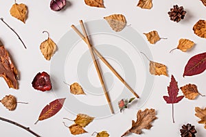 Asian chopsticks hold berry in autumn set