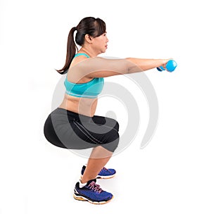 Asian chubby woman exercise photo