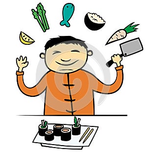 Asian cook or chef in restaurant