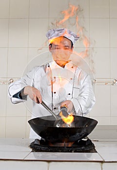 Asian cook at work