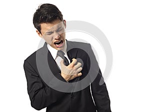 Asian Corporate Man having a Heart Burn