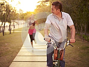 Asian couple enjoying outdoor activities