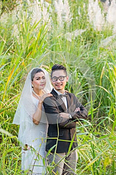 Asian couple groom and bride