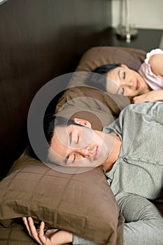 Asian couple lifestyle sleeping