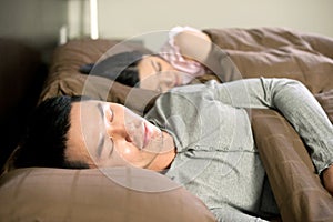 Asian couple lifestyle sleeping