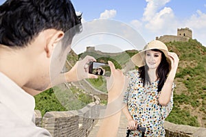 Asian couple posing at Great Wall China