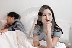 Asian Couple relationship difficulties, conflict and people concept - unhappy asian couple