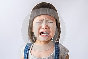 Asian crying girl with little rolling tears