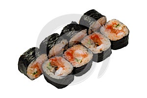 Asian cuisine. Japanese cuisine. Sushi rolls on a white background