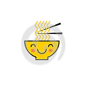 Asian cuisine logo with plate and noodles