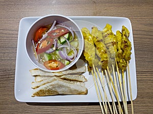 Asian Cuisine, Pig Satay or Moo Satay